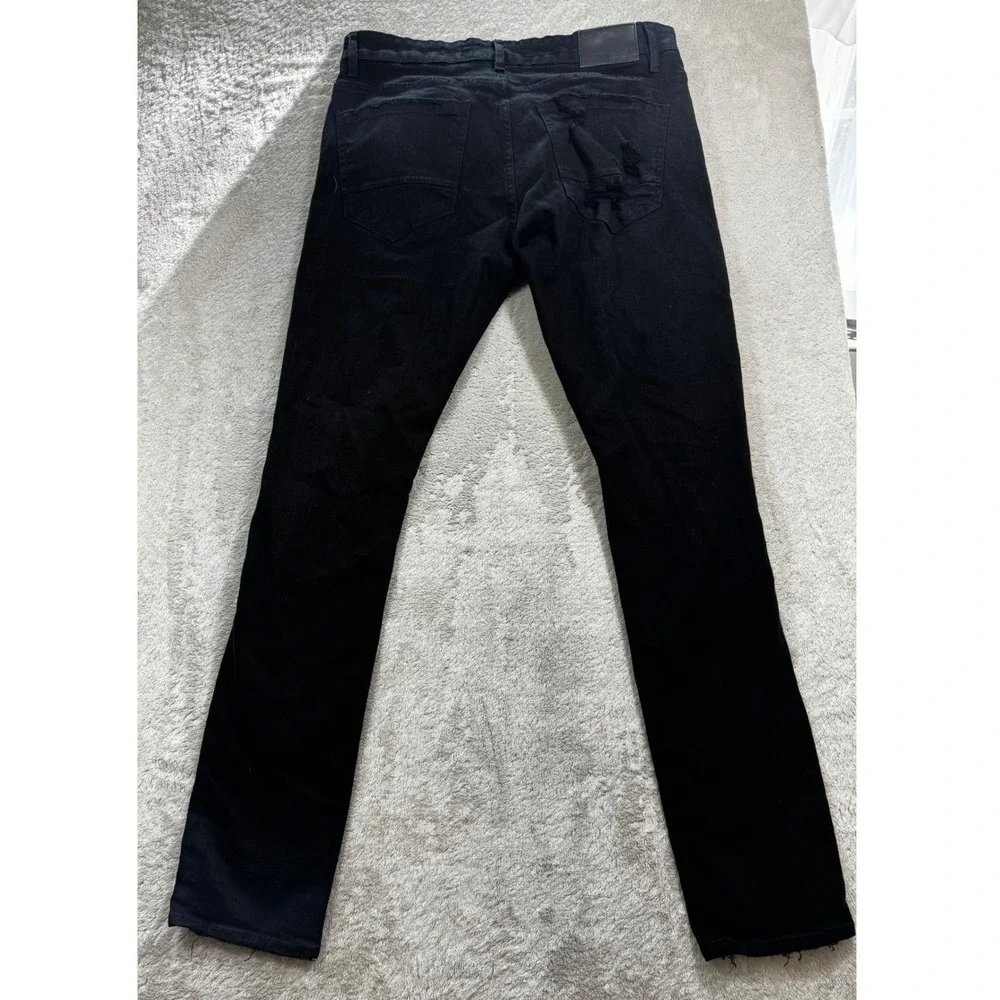 Jordan Craig Mens Sean Slim Fit Distressed Black Denim Jeans 34x34 Meas: 35x33.5